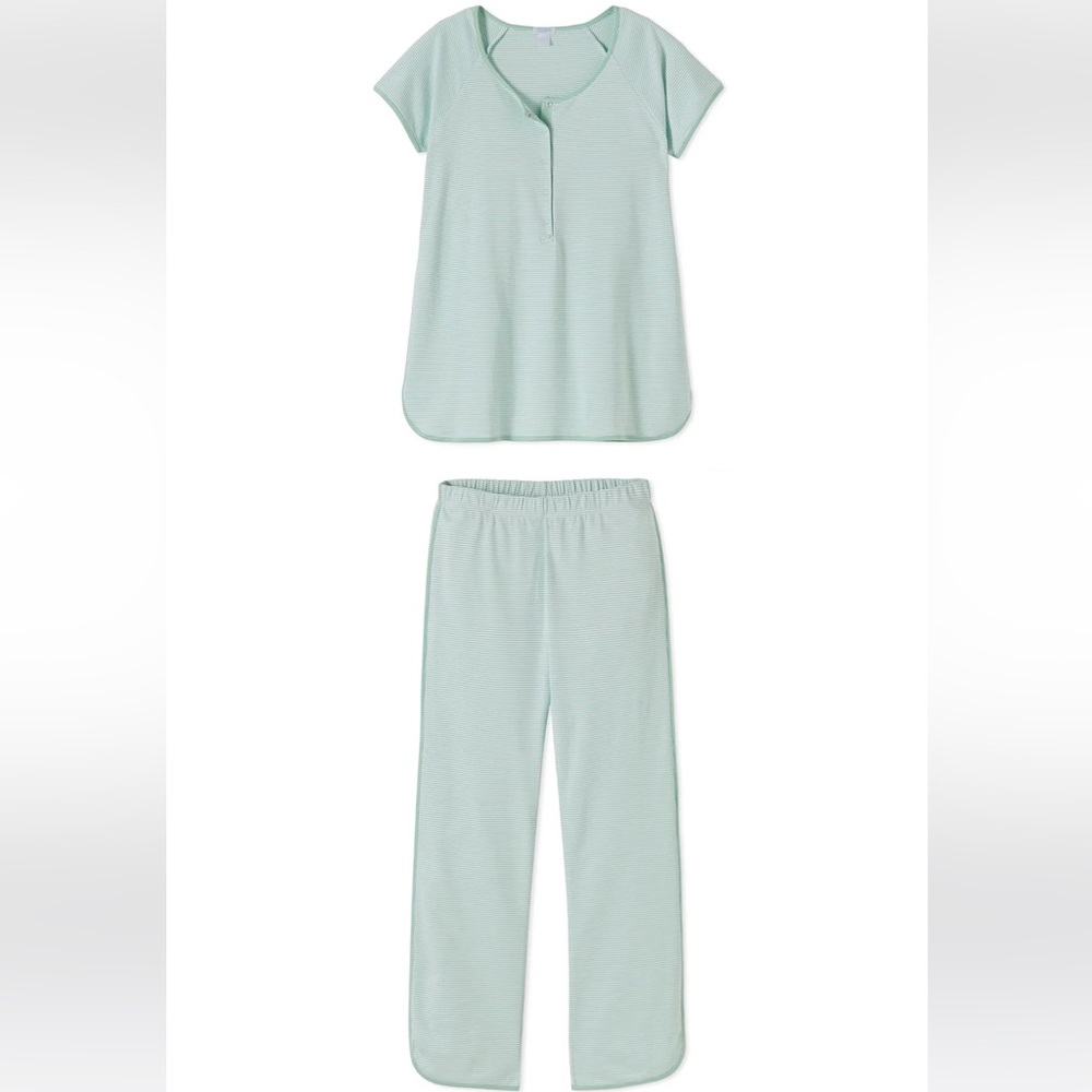 LAKE Pima short-long pajama set in Parisian Green, size small